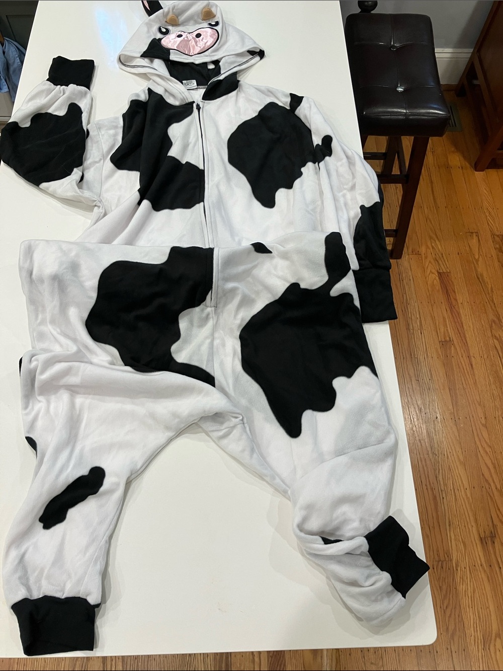 Cow Print One-Piece Hoodie Custom  - Black & White one Size Fits all.